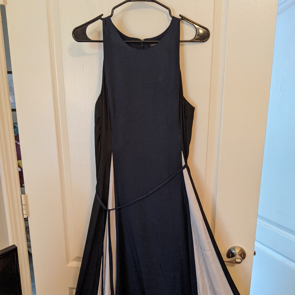 Banana Republic Navy/black/white satin dress